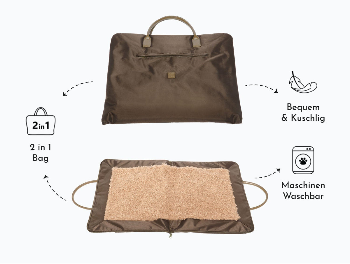 Clara – Borsa-tappetino da viaggio di lusso per cani