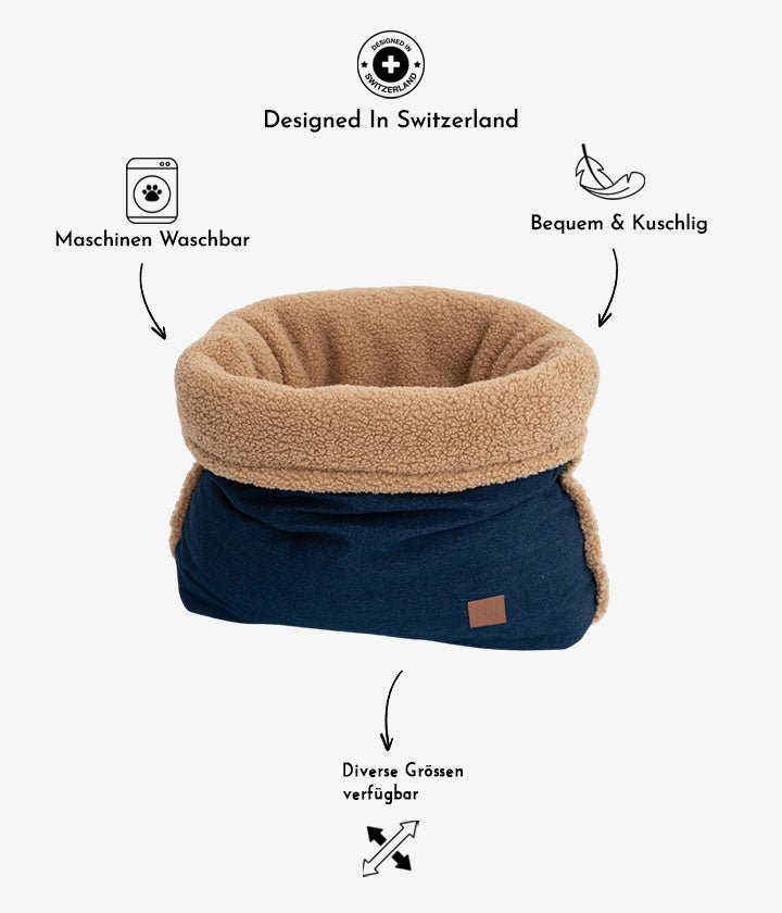 Cozy Blue Denim Dog Sleeping Bag with Teddy Fleece Lining