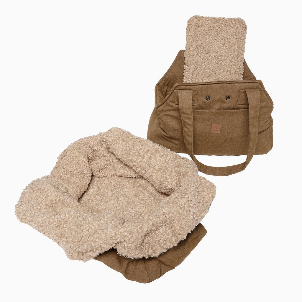 Canvas Dog Carrier Bag with Plush Lining and Reinforced Base