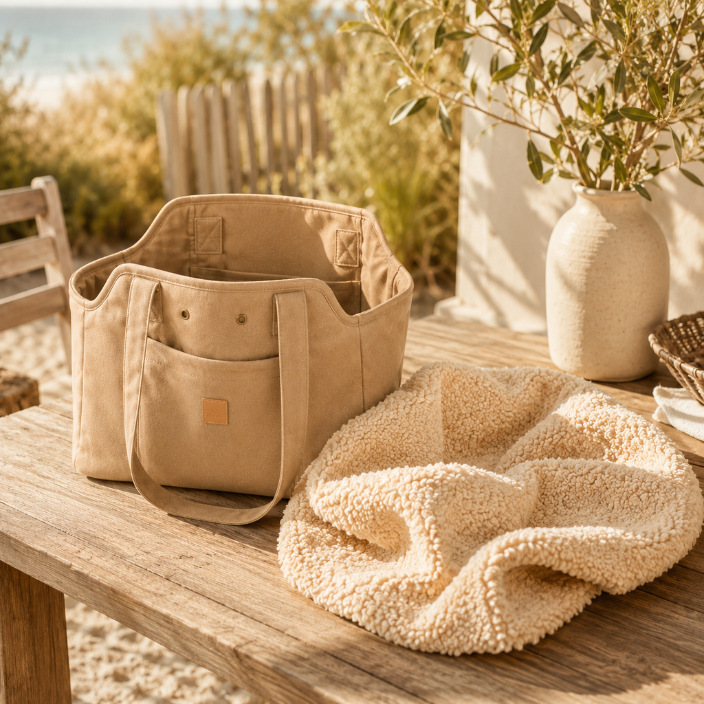 Canvas Dog Carrier Bag with Plush Lining and Reinforced Base