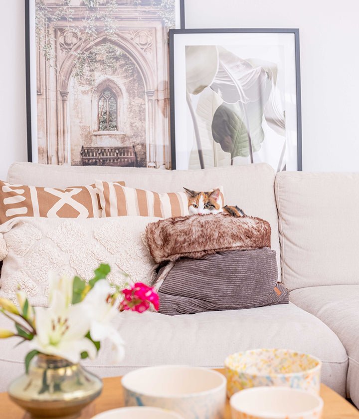 Comodo sacco a pelo per cani in velluto a coste con fodera in morbida pelliccia sintetica