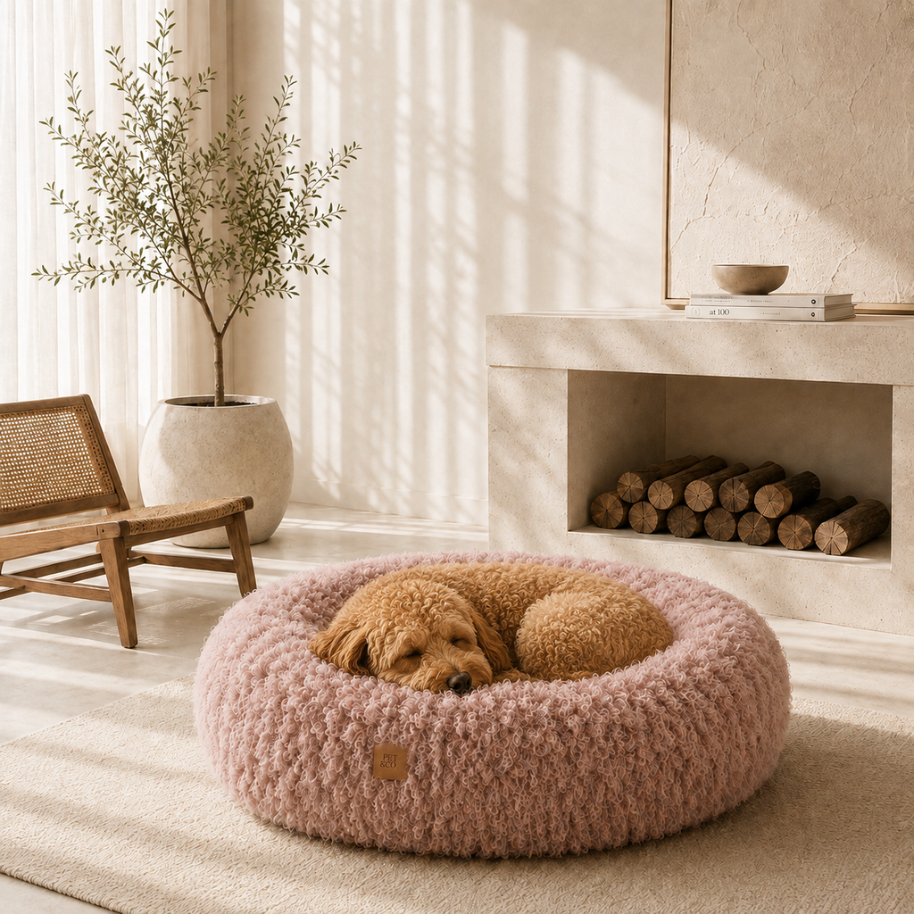 Weiches, lockiges Plüsch-Donut-Hundebett mit Memory-Foam-Füllung