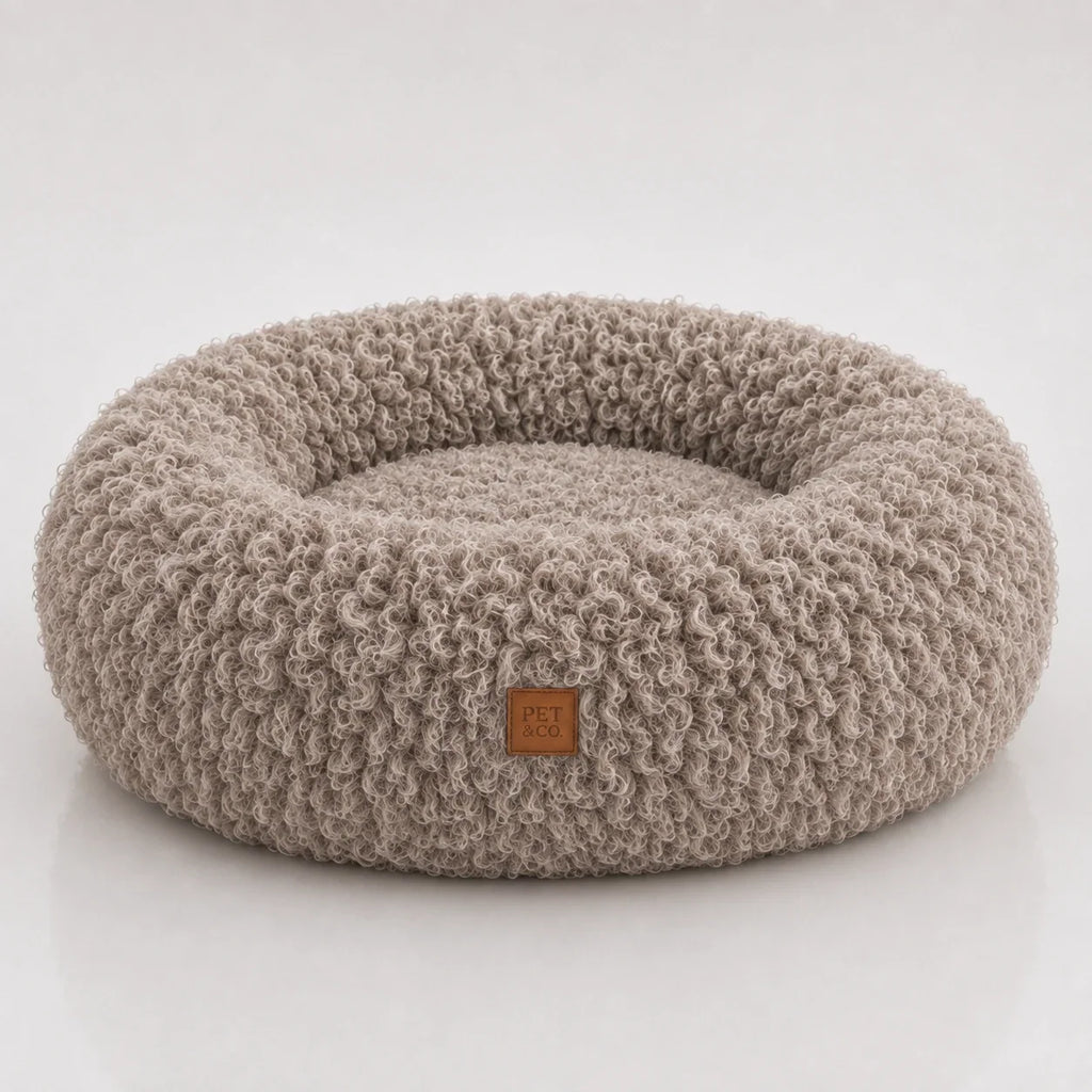 Weiches, lockiges Plüsch-Donut-Hundebett mit Memory-Foam-Füllung