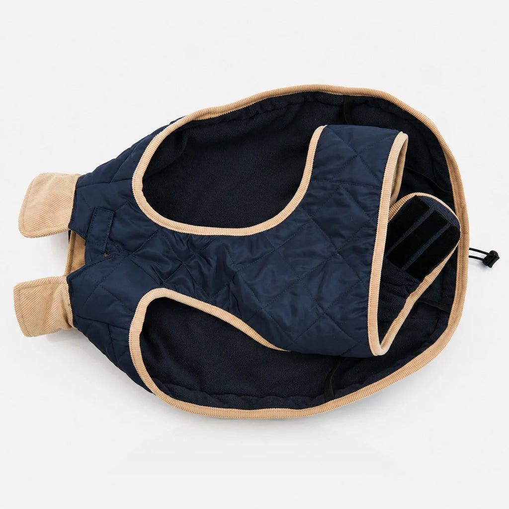 Waterproof Quilted Dog Coat with Adjustable Fit and Contrast Trim