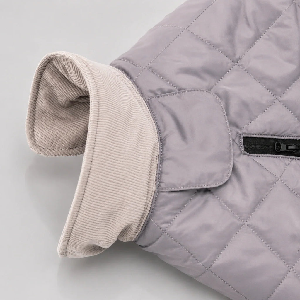 Waterproof Quilted Dog Coat with Adjustable Fit and Contrast Trim