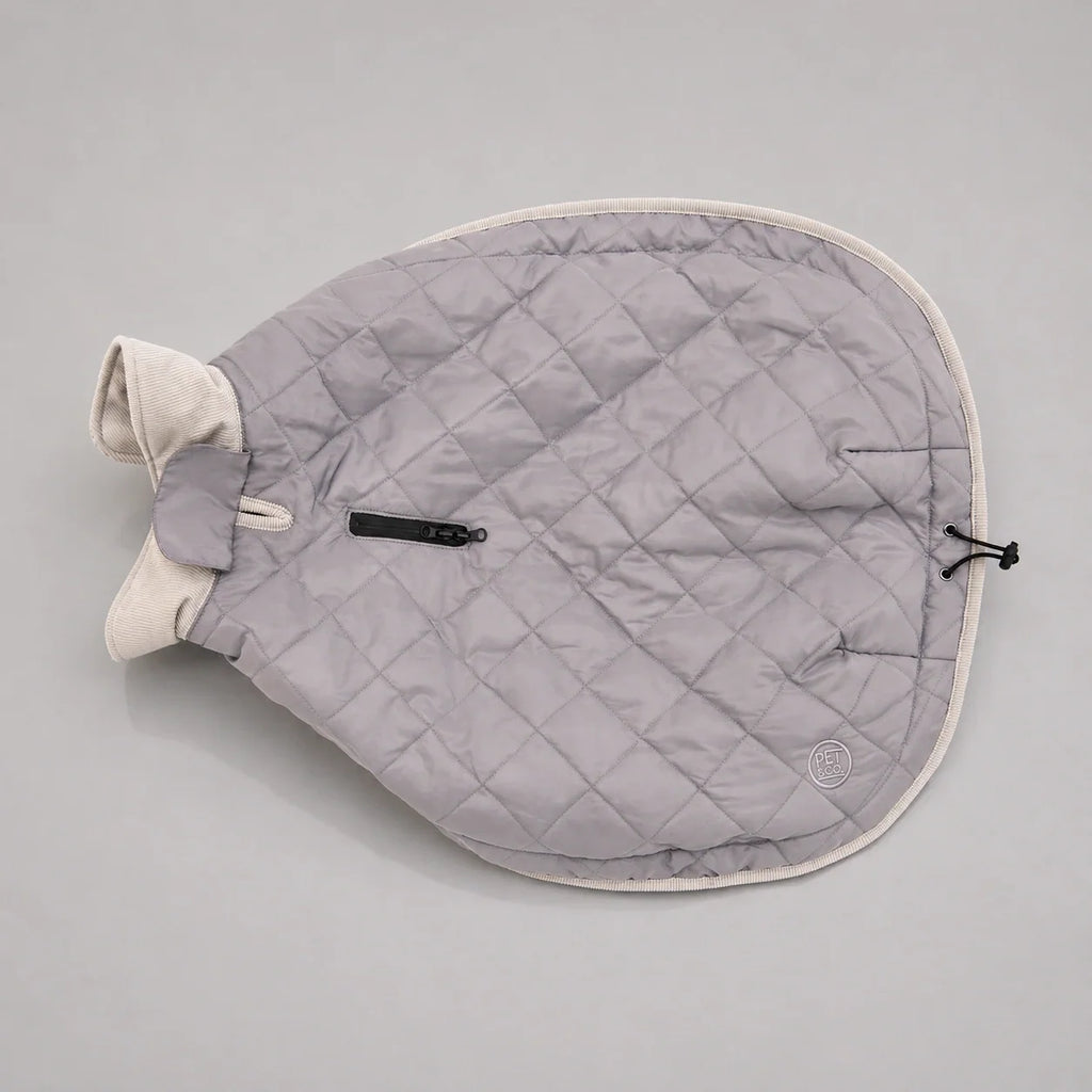 Waterproof Quilted Dog Coat with Adjustable Fit and Contrast Trim