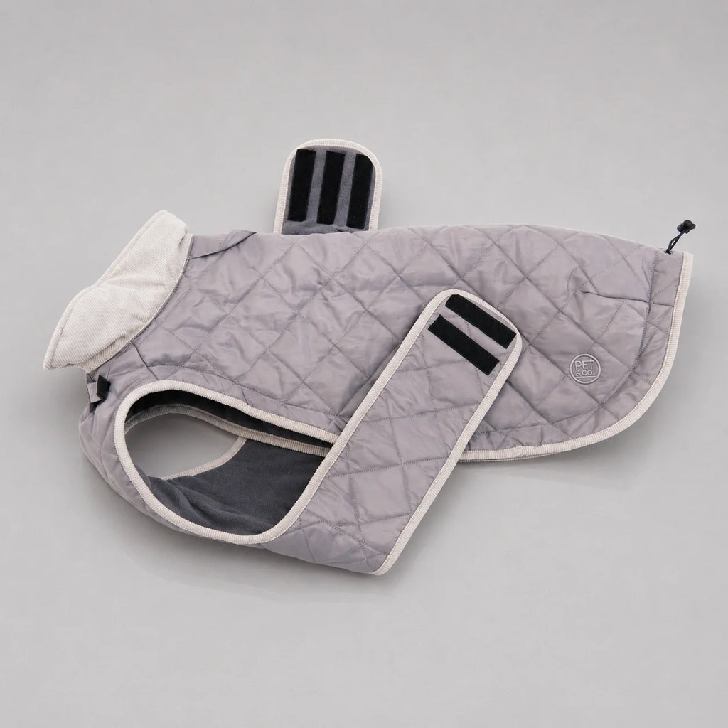 Waterproof Quilted Dog Coat with Adjustable Fit and Contrast Trim