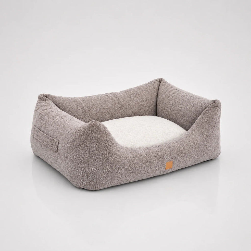 Weiches Baumwoll-Hundebett mit Rand und verstellbarer Memory-Schaum-Füllung