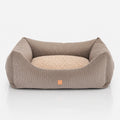 Corduroy Bolster Dog Bed with Reversible Cushion and Memory Foam