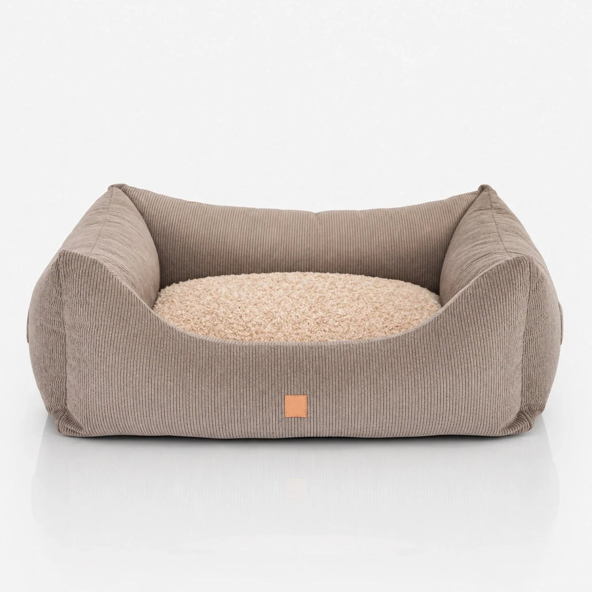 Cuccia per cani a forma di cuscino in velluto a coste con cuscino reversibile e memory foam
