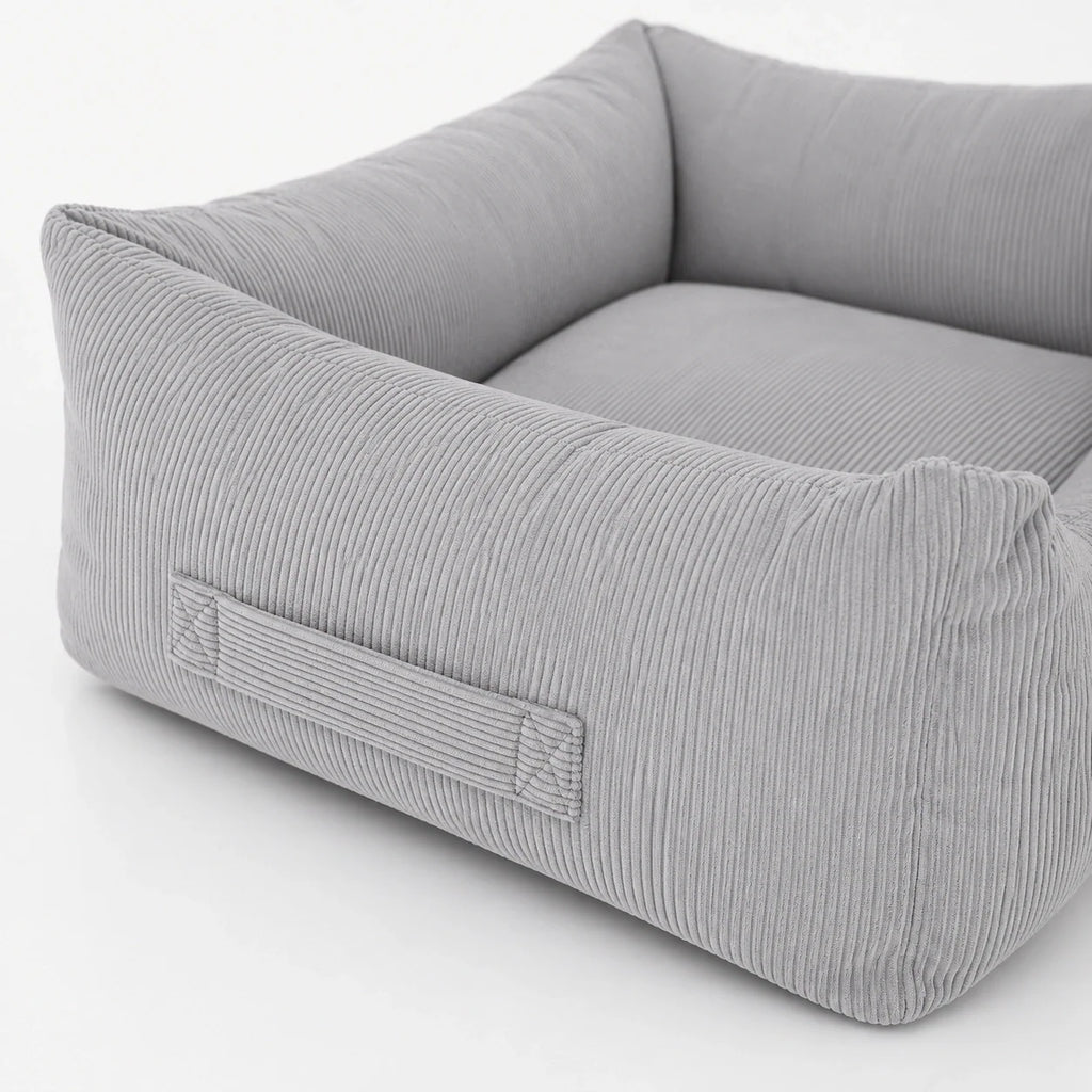 Corduroy Bolster Dog Bed with Reversible Cushion and Memory Foam