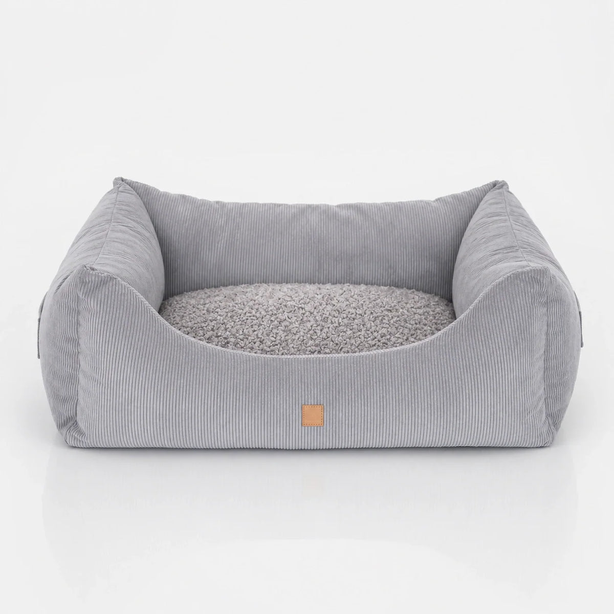 Corduroy Bolster Dog Bed with Reversible Cushion and Memory Foam