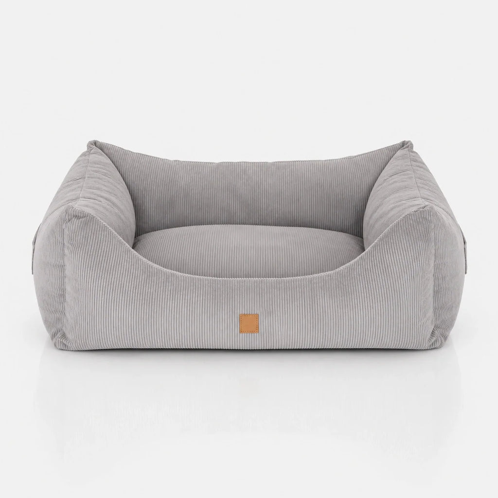 Corduroy Bolster Dog Bed with Reversible Cushion and Memory Foam