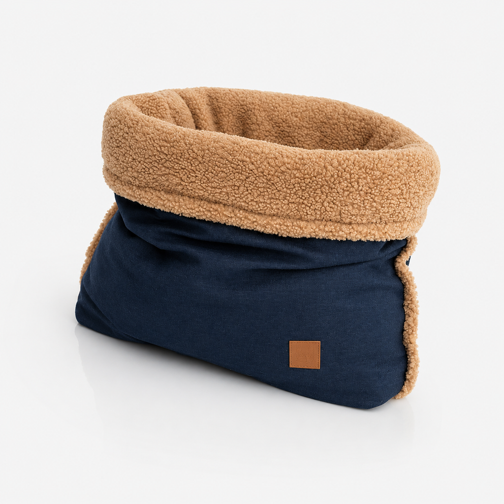 Cozy Blue Denim Dog Sleeping Bag with Teddy Fleece Lining