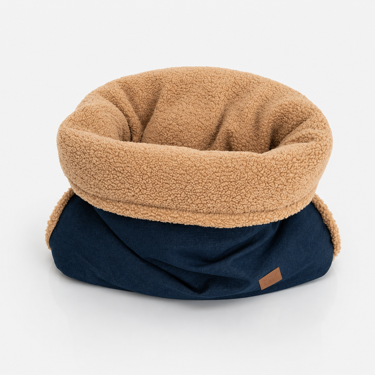 Comoda Sacco a Pelo per Cani in Denim Blu con Fodera in Pile Teddy