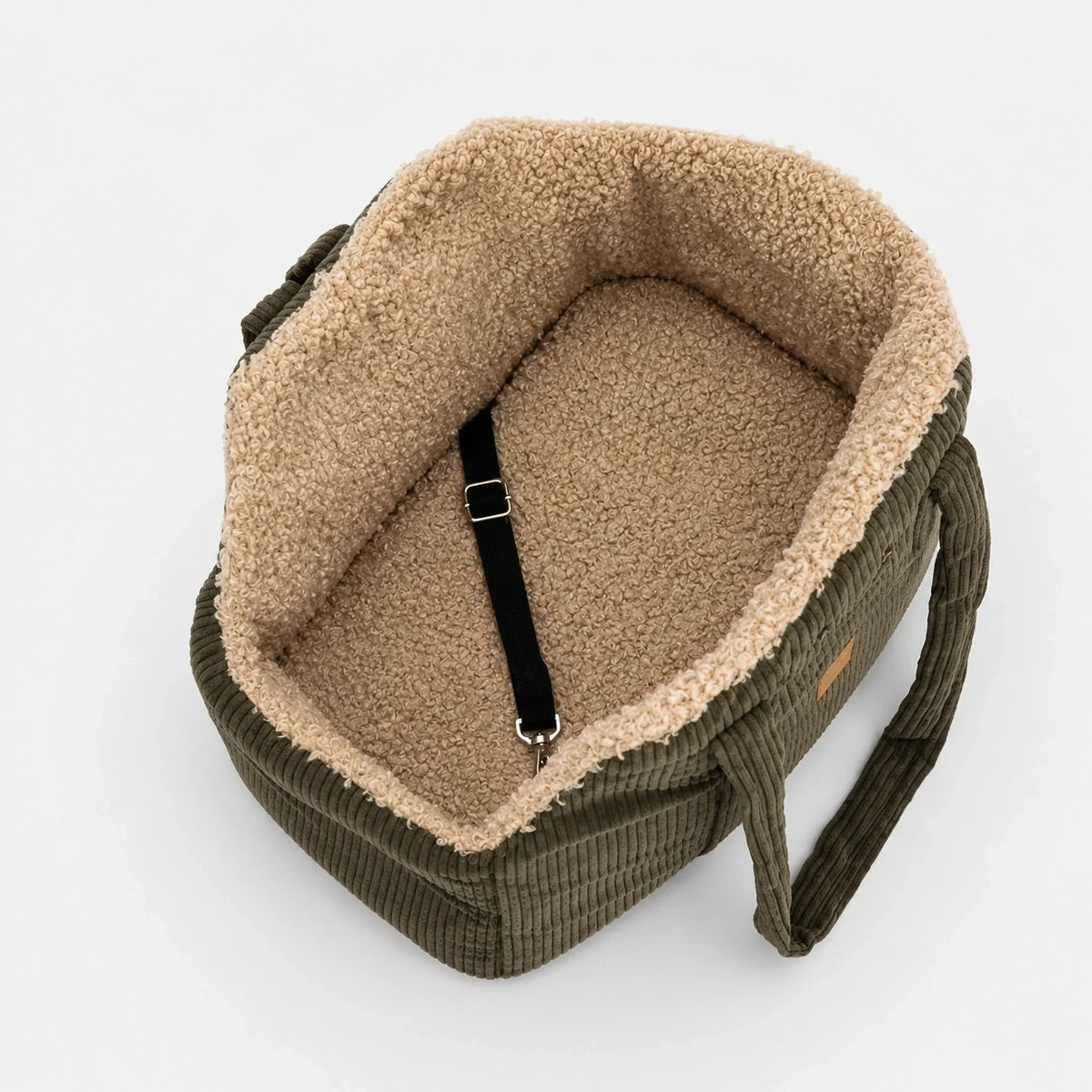 Borsa da trasporto per cani in velluto a coste con fodera in peluche e fondo rinforzato