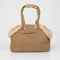 Canvas Dog Carrier Bag with Plush Lining and Reinforced Base