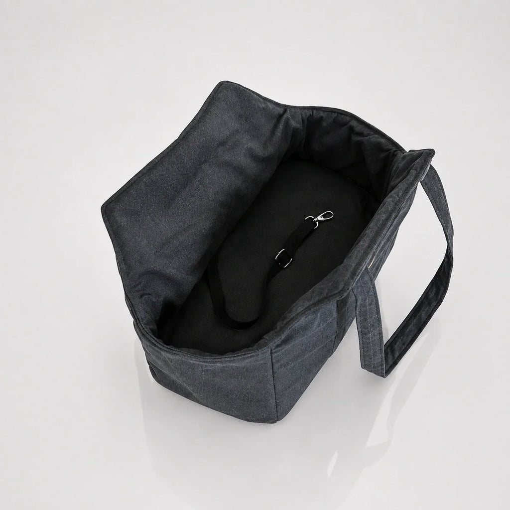 Canvas Dog Carrier Bag with Plush Lining and Reinforced Base