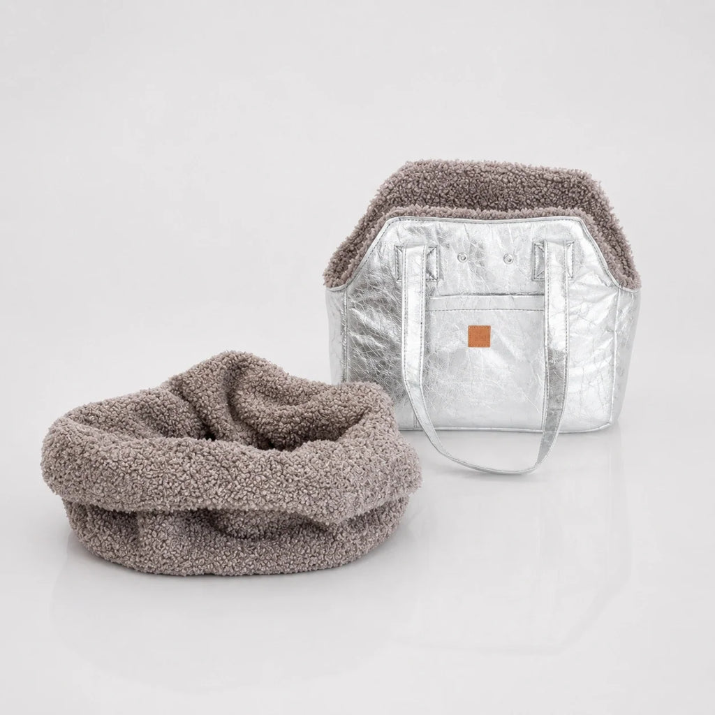 Borsa da trasporto leggera per cani con fodera in peluche e maniglie