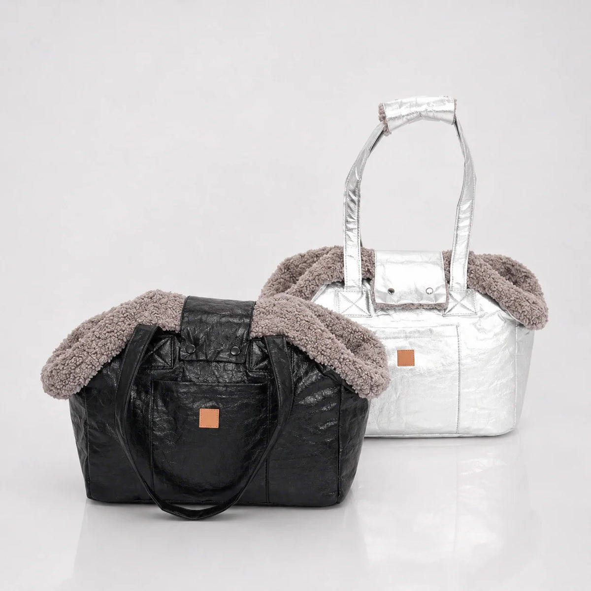 Borsa da trasporto leggera per cani con fodera in peluche e maniglie