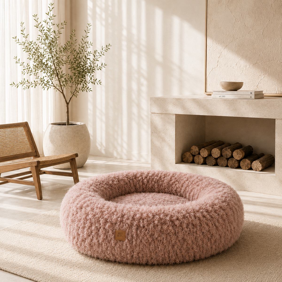 Weiches, lockiges Plüsch-Donut-Hundebett mit Memory-Foam-Füllung