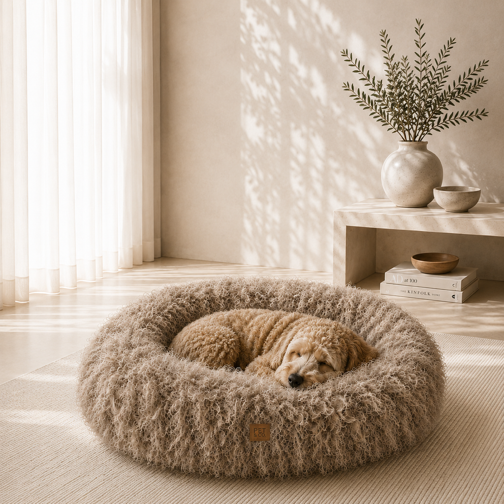Weiches, lockiges Plüsch-Donut-Hundebett mit Memory-Foam-Füllung