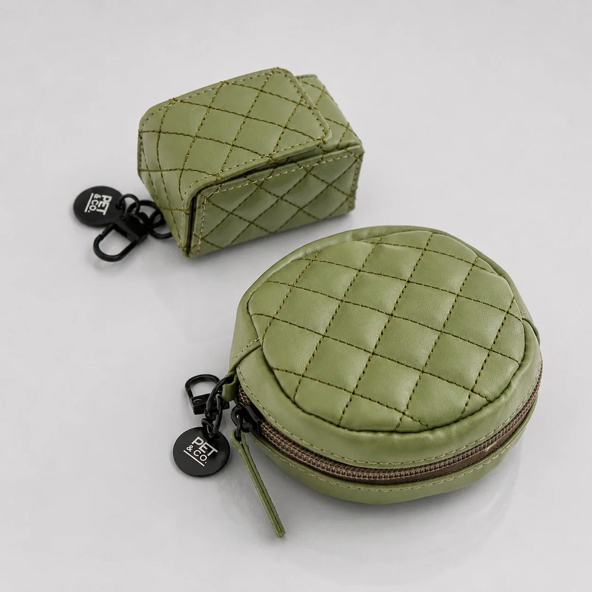 Quilted Vegan Leather Dog Waste Bag Dispenser with Attachment Clip