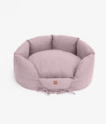 Dusky Pink Linen Dog Bed with Soft Memory Foam Filling
