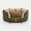Comodo lettino cilindrico per cani in velluto a coste con imbottitura in scaglie di memory foam