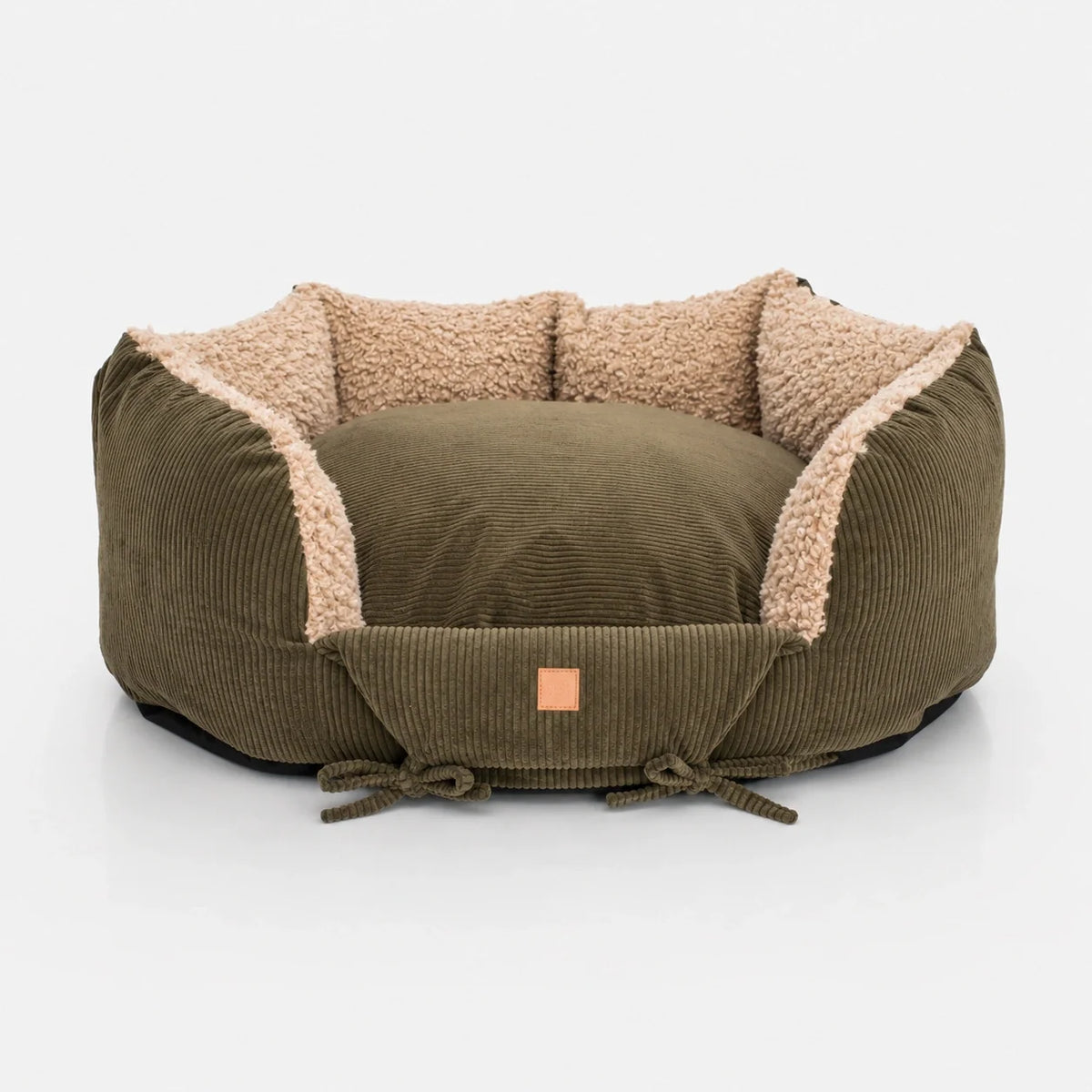Comodo lettino cilindrico per cani in velluto a coste con imbottitura in scaglie di memory foam