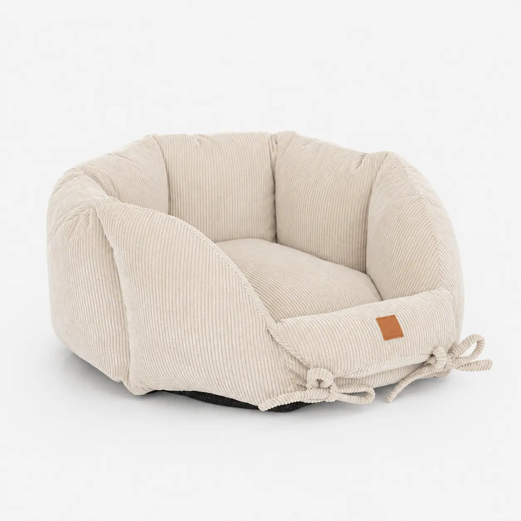 Weiches Cord-Hundebett mit Rand und waschbarem Memory-Foam-Kissen