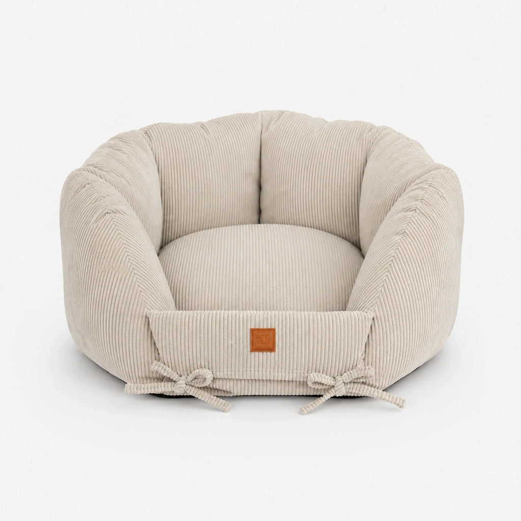 Weiches Cord-Hundebett mit Rand und waschbarem Memory-Foam-Kissen