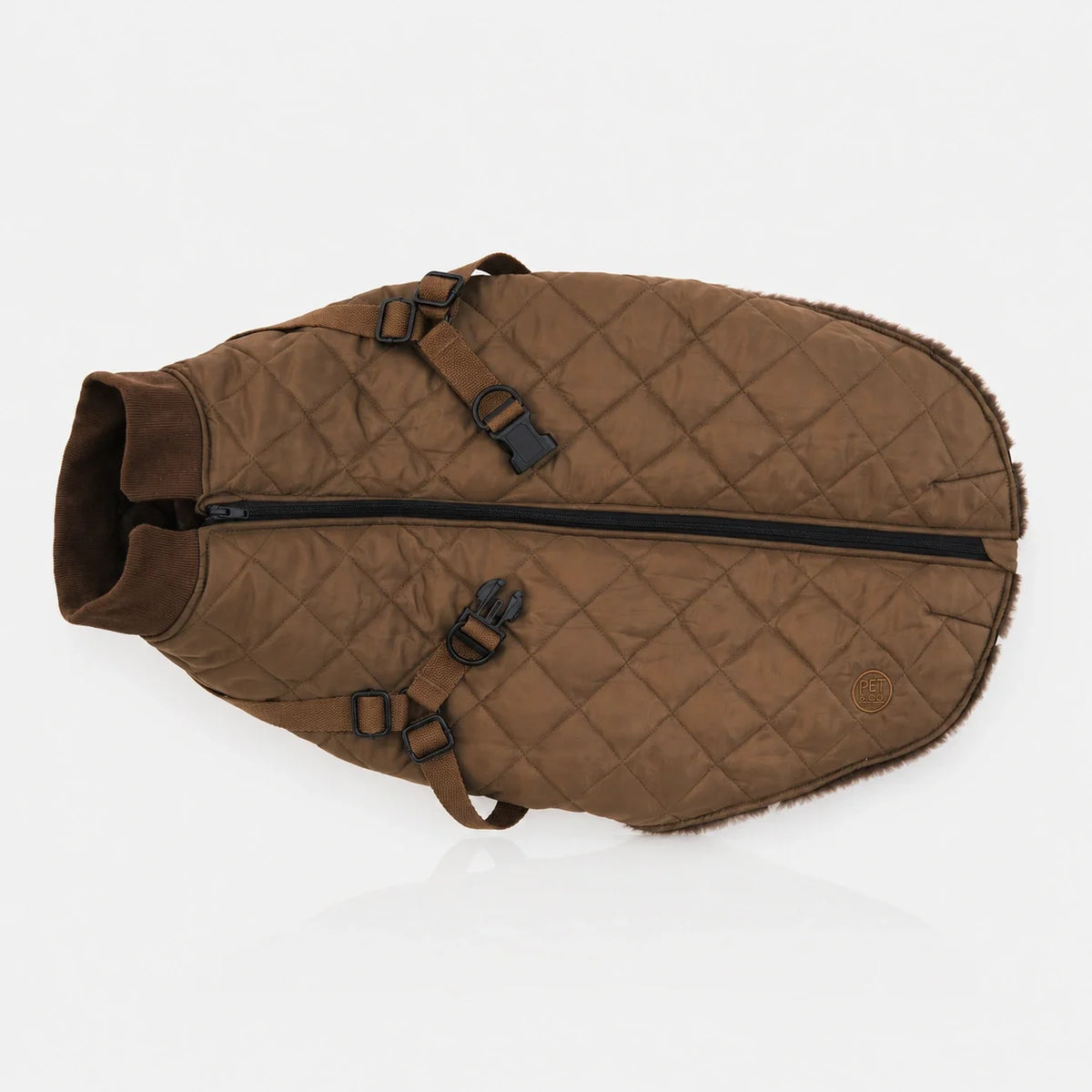 Waterproof Quilted Dog Coat with Adjustable Harness and Soft Lining