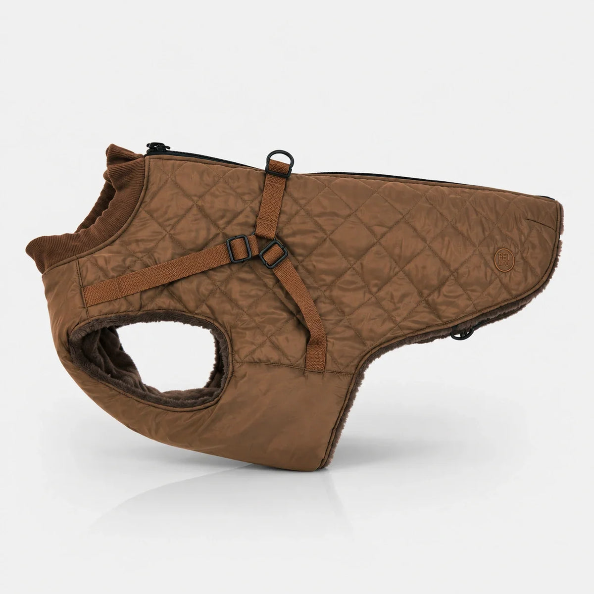 Waterproof Quilted Dog Coat with Adjustable Harness and Soft Lining