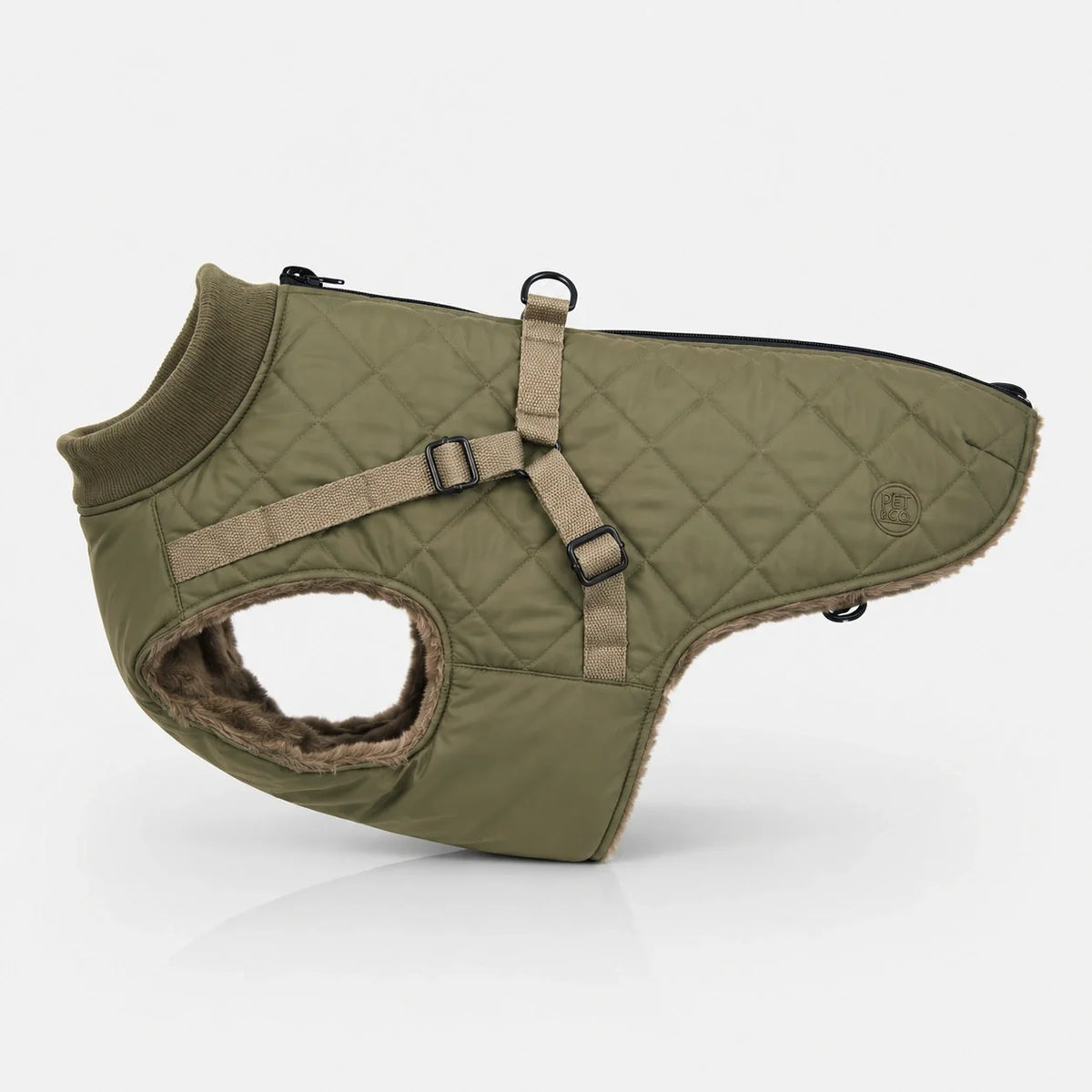 Waterproof Quilted Dog Coat with Adjustable Harness and Soft Lining