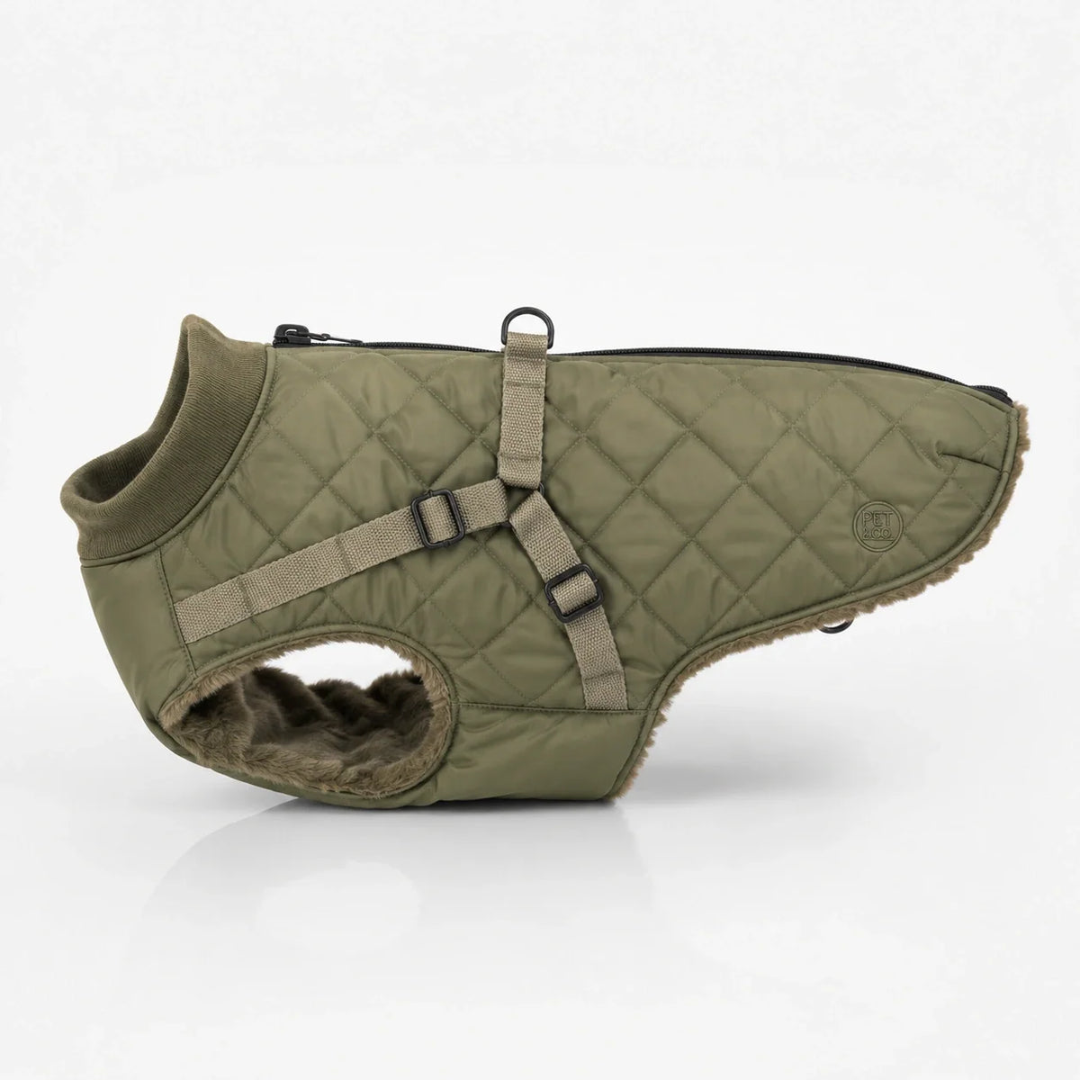 Waterproof Quilted Dog Coat with Adjustable Harness and Soft Lining