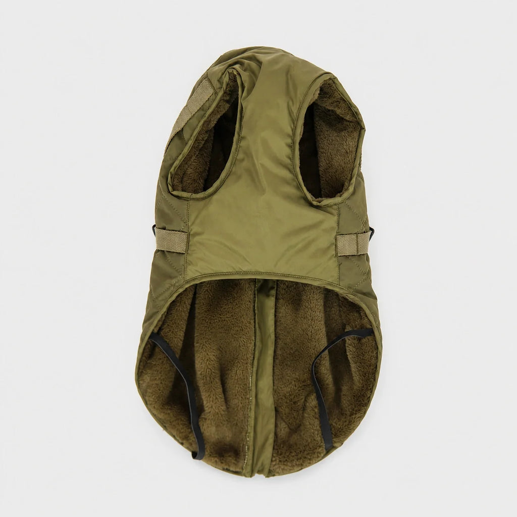Waterproof Quilted Dog Coat with Adjustable Harness and Soft Lining