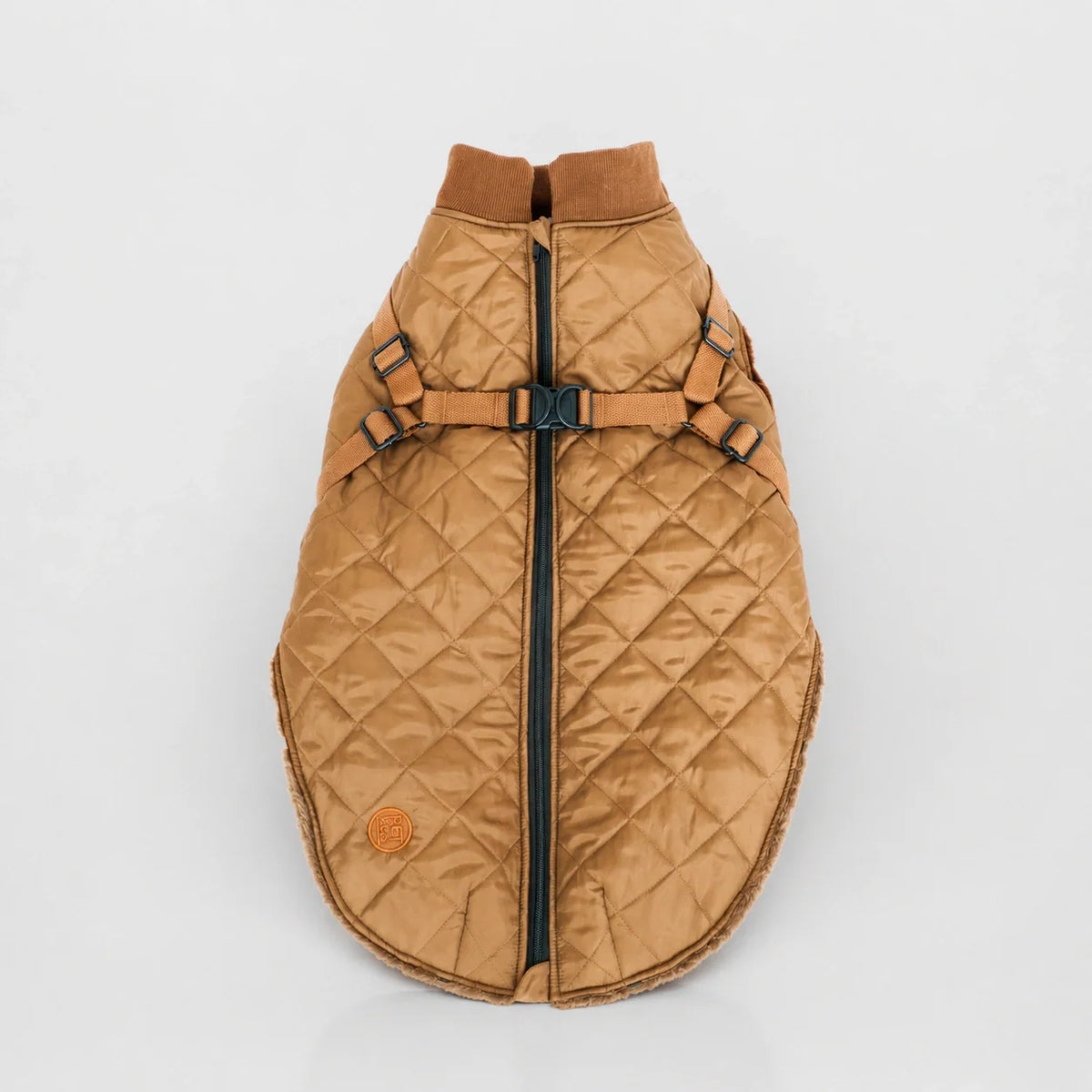 Waterproof Quilted Dog Coat with Adjustable Harness and Soft Lining