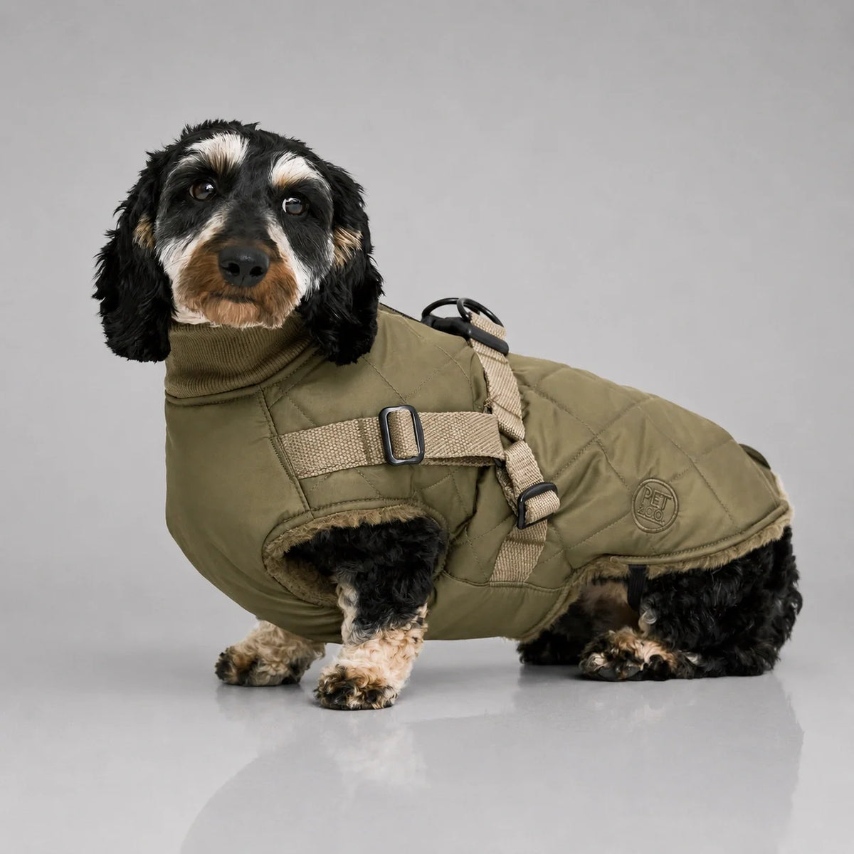 Waterproof Quilted Dog Coat with Adjustable Harness and Soft Lining