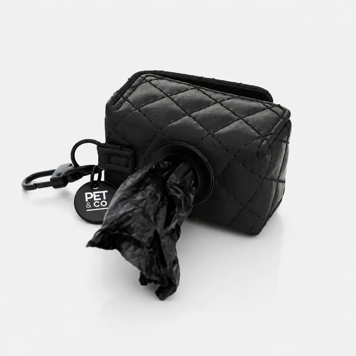 Quilted Vegan Leather Dog Waste Bag Dispenser with Attachment Clip