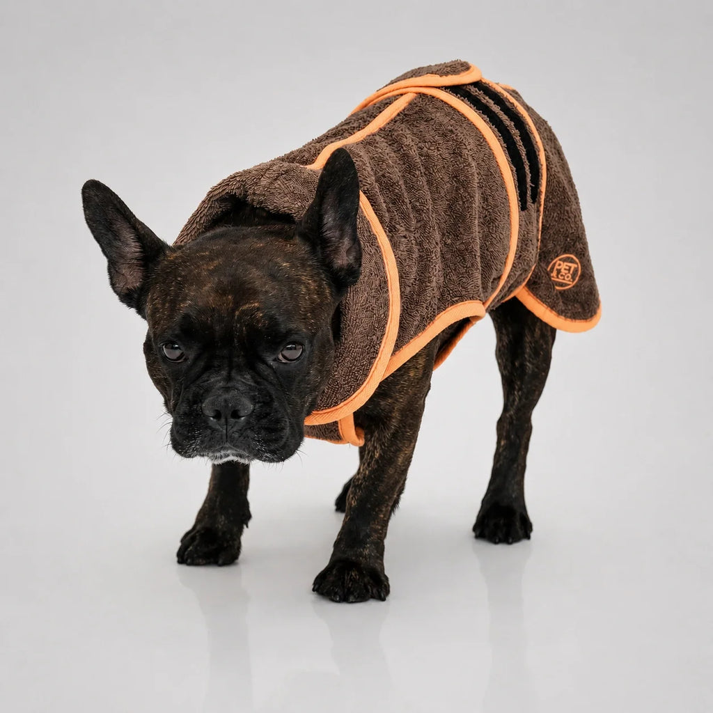 Soft Organic Cotton Dog Bathrobe with Adjustable Strap and Contrast Trim