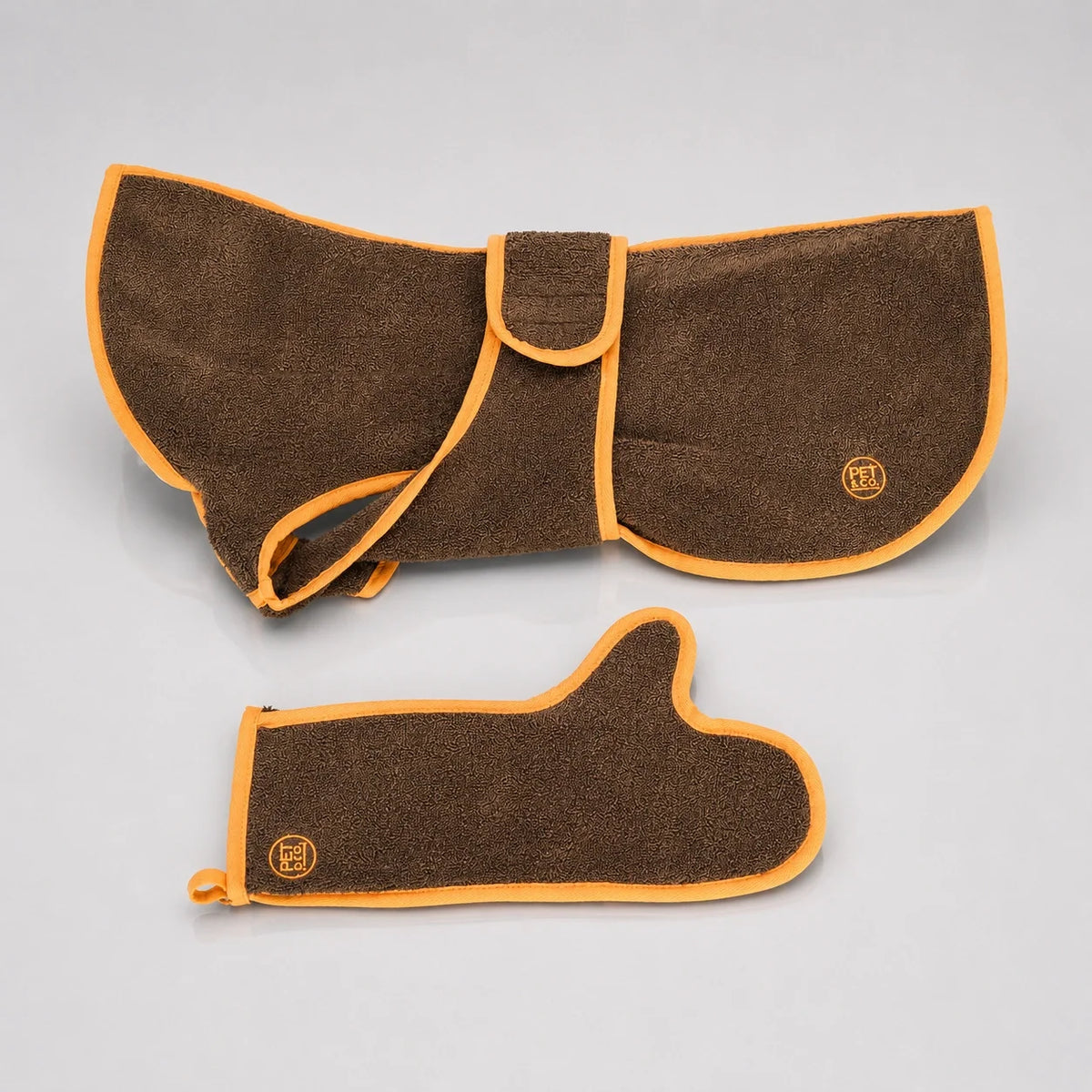 Soft Organic Cotton Dog Bathrobe with Adjustable Strap and Contrast Trim