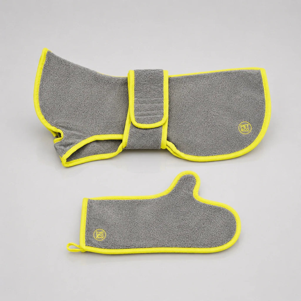 Soft Organic Cotton Dog Bathrobe with Adjustable Strap and Contrast Trim