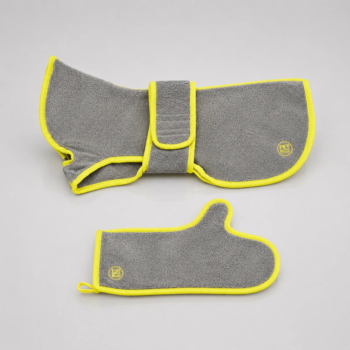 Soft Organic Cotton Dog Bathrobe with Adjustable Strap and Contrast Trim