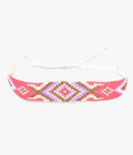 Pink Geometric Beaded Bracelet with Lilac and Copper Tone Accents
