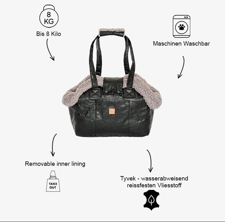Borsa da trasporto leggera per cani con fodera in peluche e maniglie