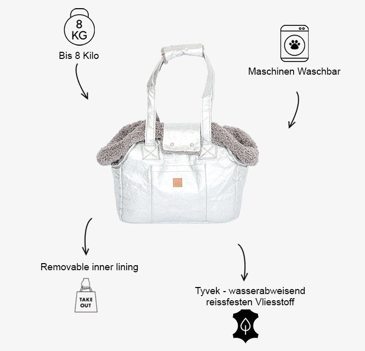 Borsa da trasporto leggera per cani con fodera in peluche e maniglie